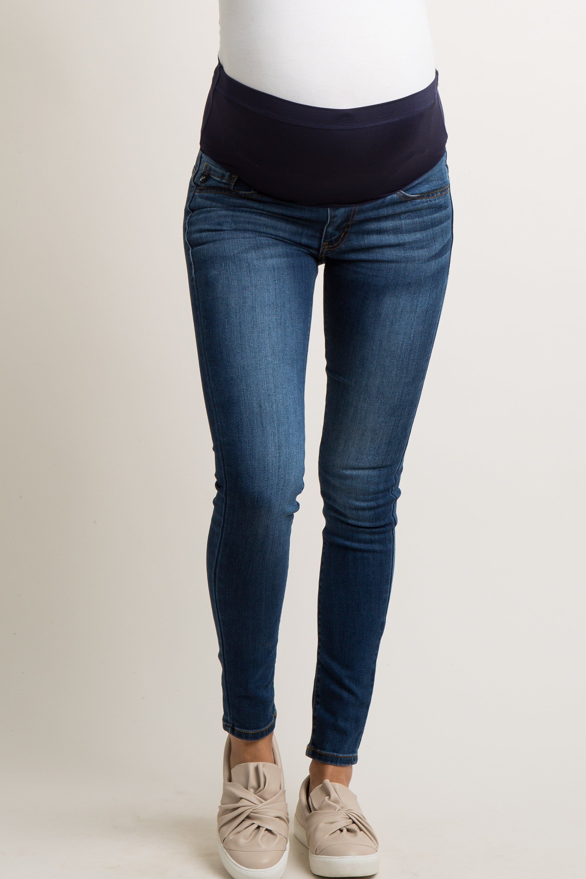 Blue Faded Wash Maternity Skinny Jeans sold by Pinkblush product image thumbnail 2
