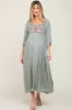 Mint Embroidered 3/4 Sleeve Maternity Maxi Dress sold by Pinkblush