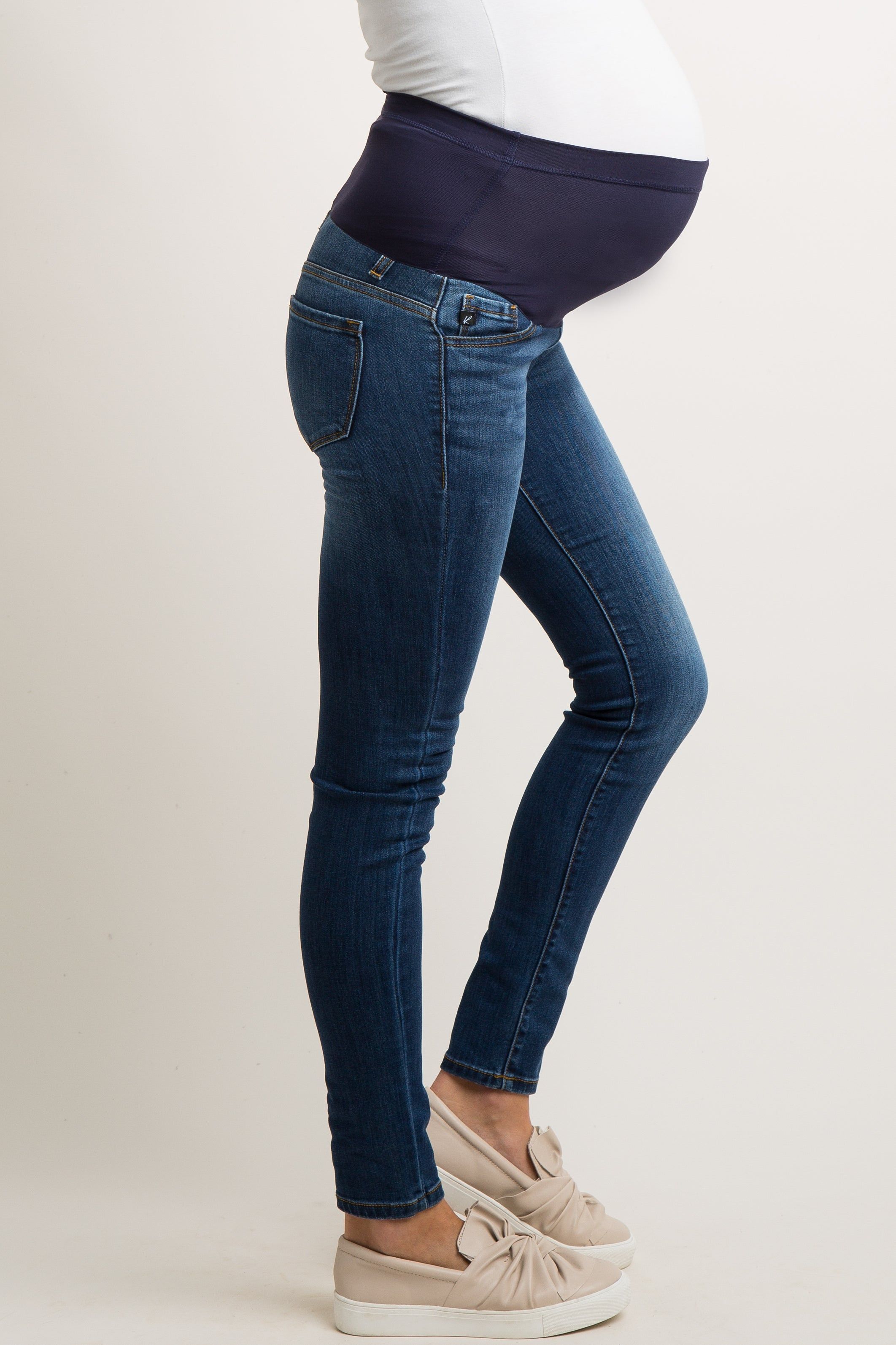 Blue Faded Wash Maternity Skinny Jeans sold by Pinkblush product image thumbnail 3