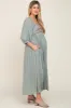 Mint Embroidered 3/4 Sleeve Maternity Maxi Dress sold by Pinkblush