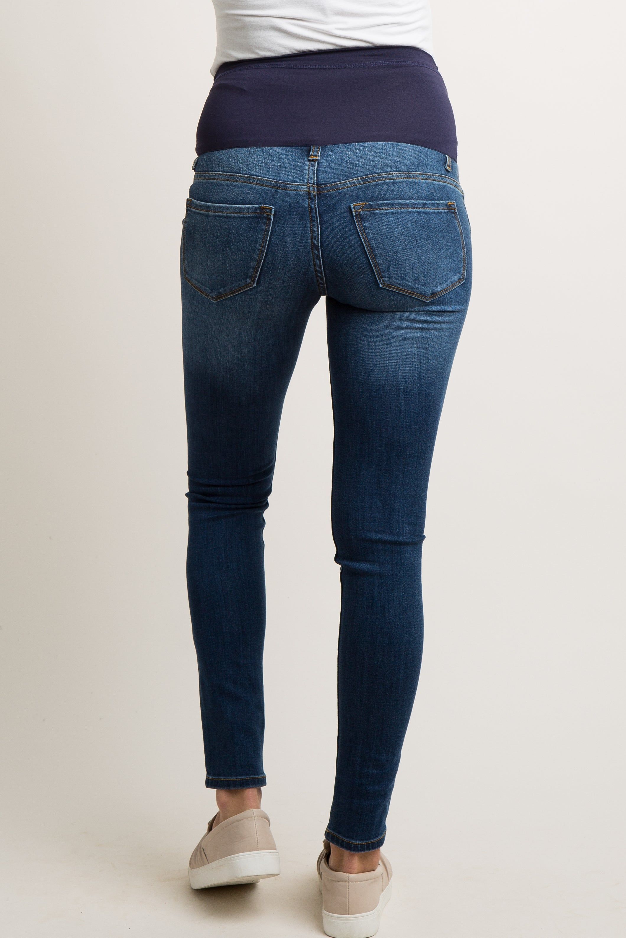 Blue Faded Wash Maternity Skinny Jeans sold by Pinkblush product image thumbnail 4