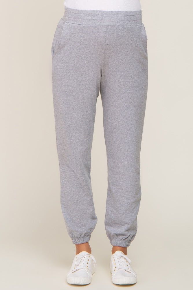 Heather Grey Basic Pocketed Maternity Sweatpants sold by Pinkblush product image thumbnail 2
