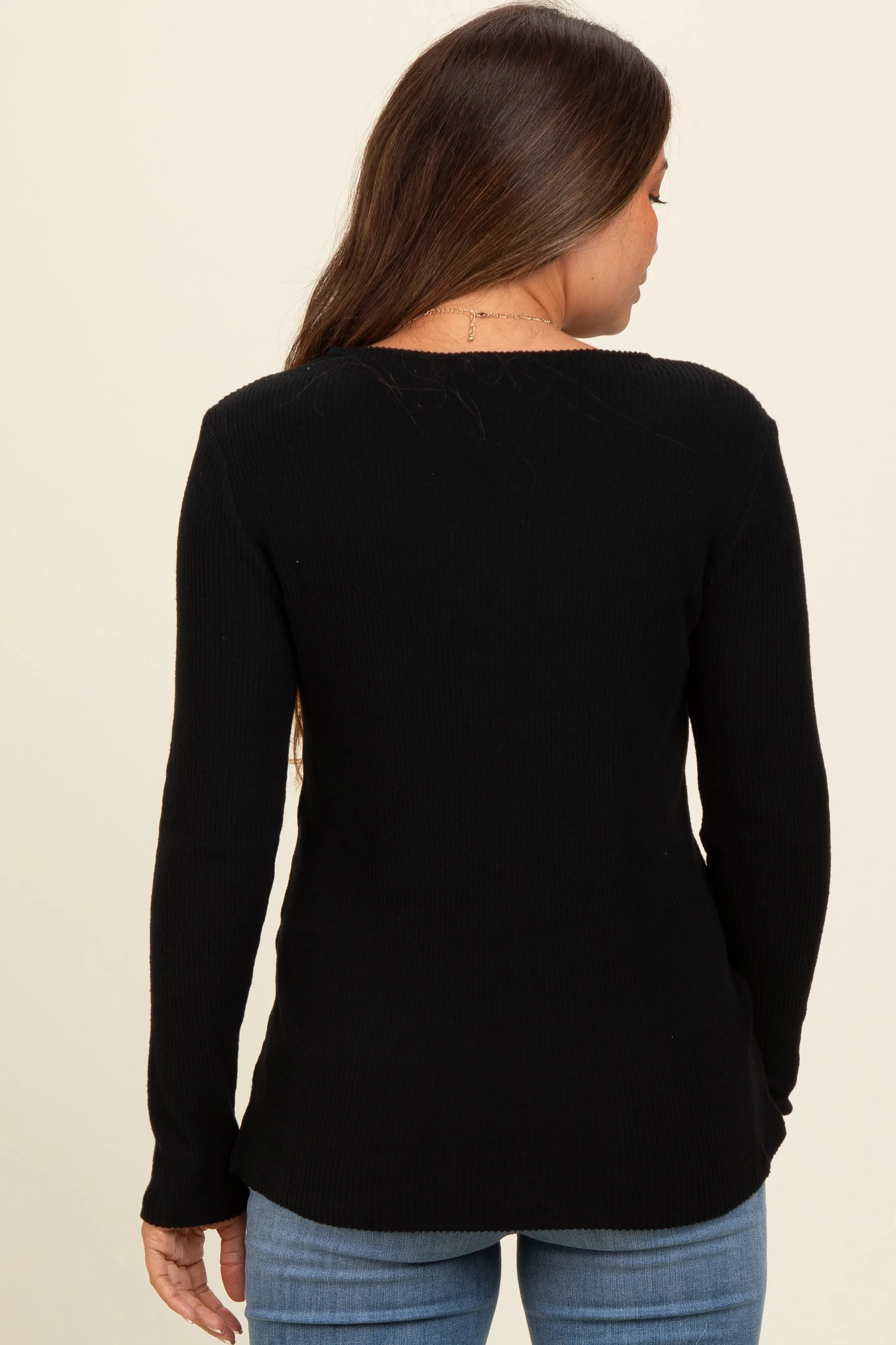 Black V-Neck Long Sleeve Maternity Top sold by Pinkblush product image thumbnail 3