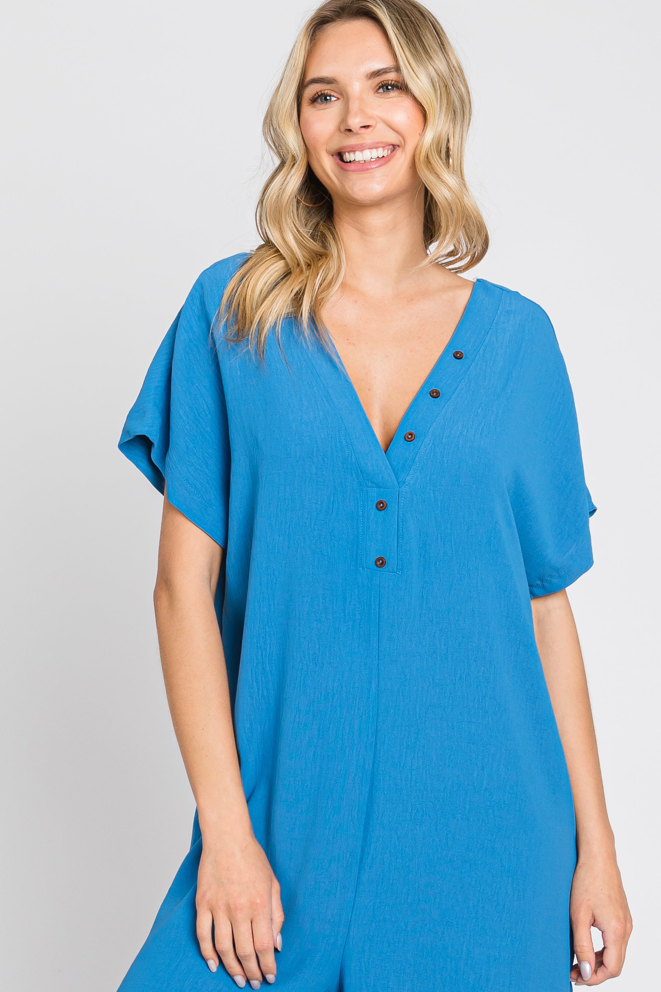 Blue Front Button Accent Jumpsuit sold by Pinkblush product image thumbnail 4