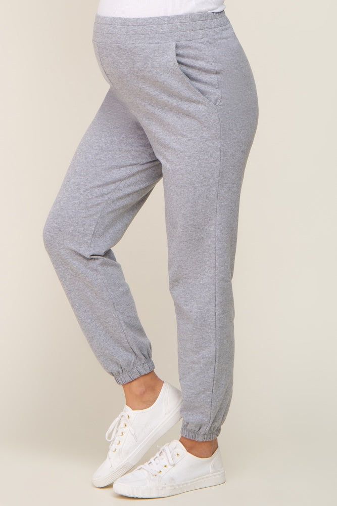 Heather Grey Basic Pocketed Maternity Sweatpants sold by Pinkblush product image thumbnail 3