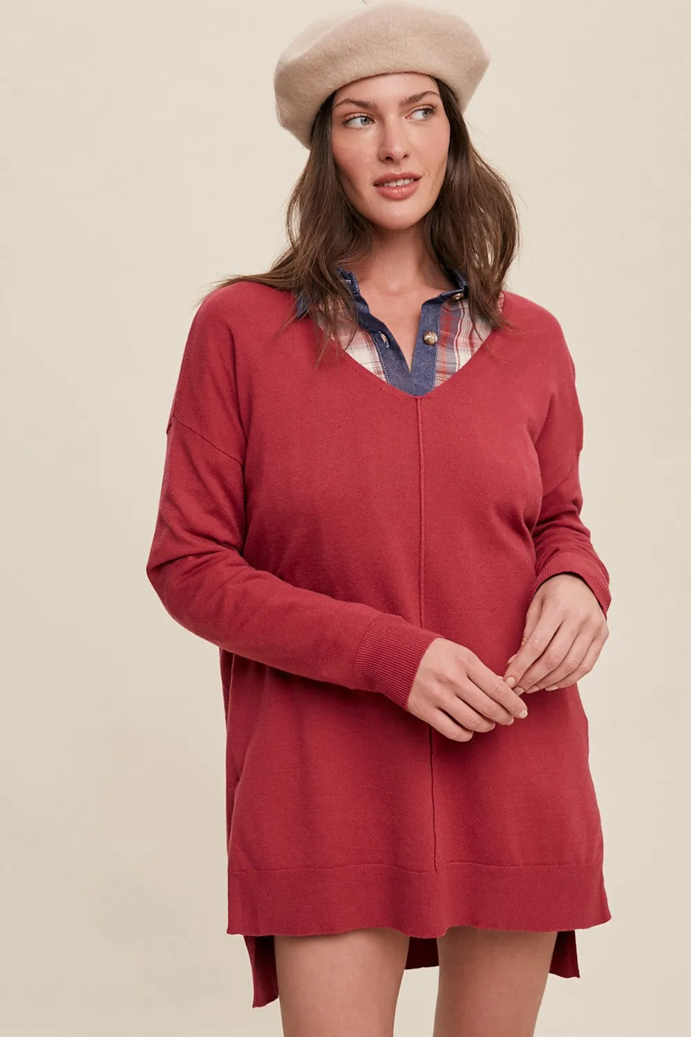 Magenta Oversized Knit Side Slit Maternity Top sold by Pinkblush product image thumbnail 5