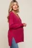 Magenta Oversized Knit Side Slit Maternity Top sold by Pinkblush