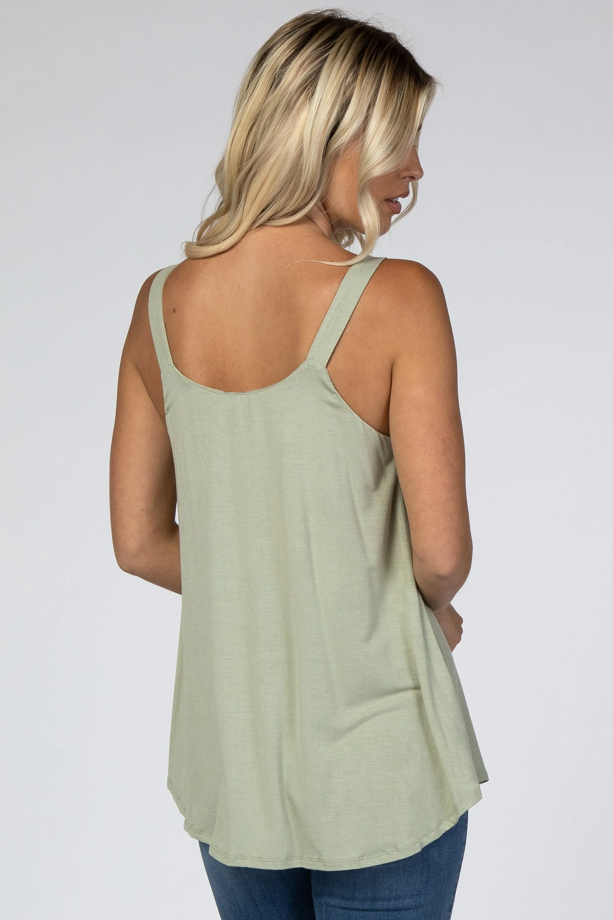 Light Olive Wide Strap Flowy Tank sold by Pinkblush product image thumbnail 3