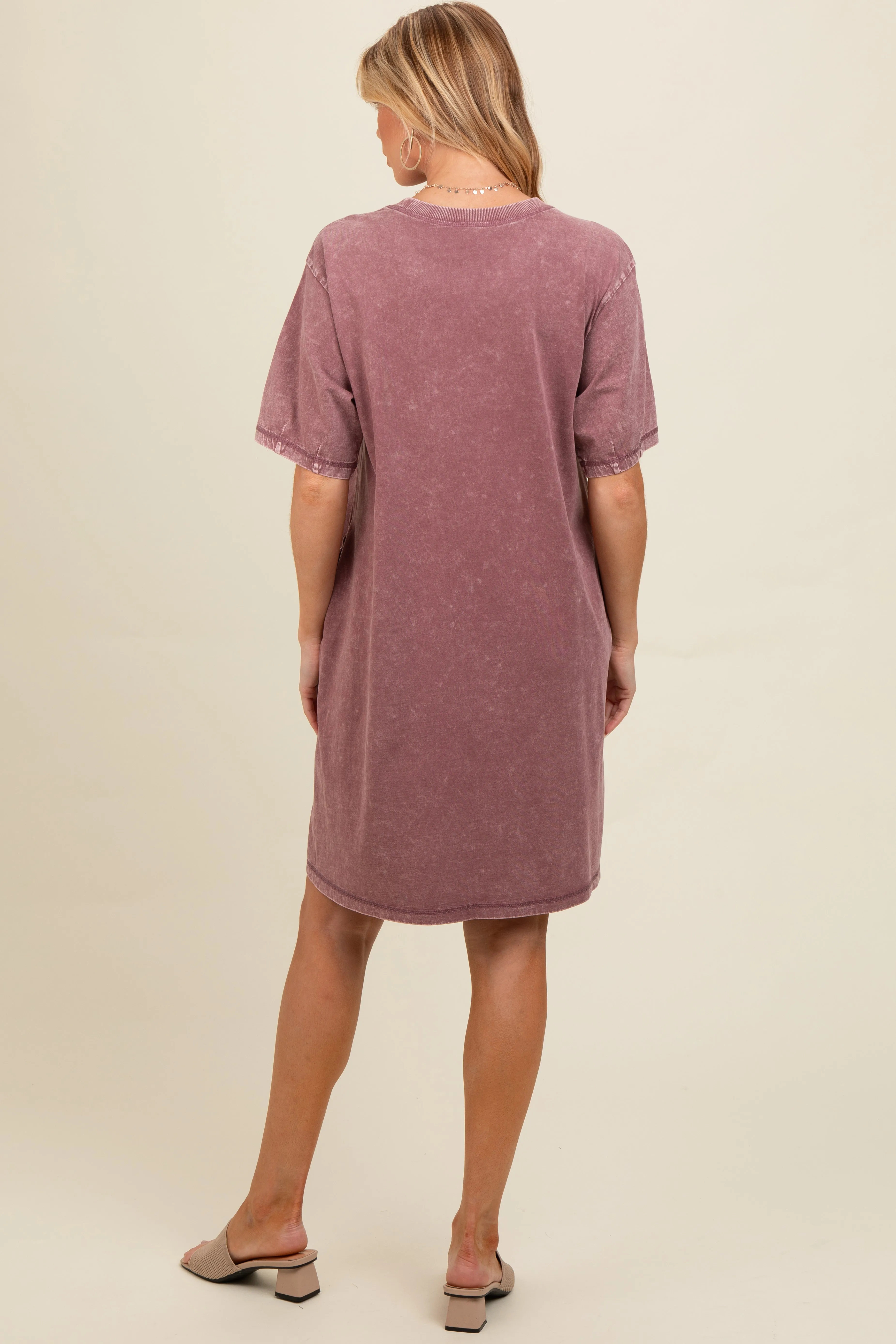 Mauve Rhinestone Mineral Washed Maternity T-Shirt Dress sold by Pinkblush product image thumbnail 2