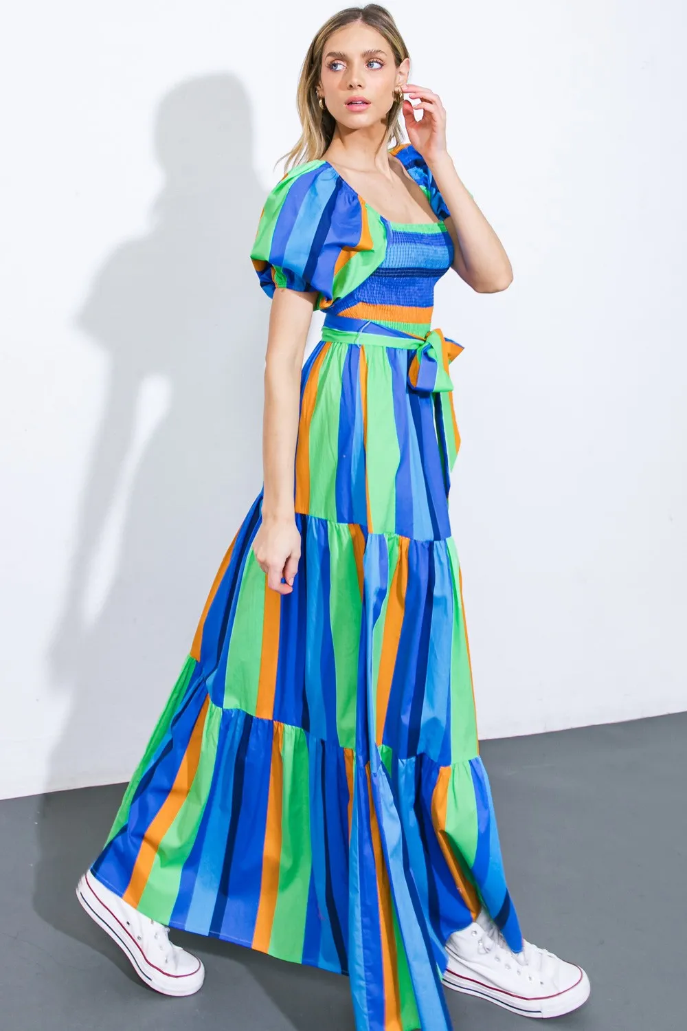 Blue Multi Stripe Maxi Dress sold by Pinkblush product image thumbnail 2