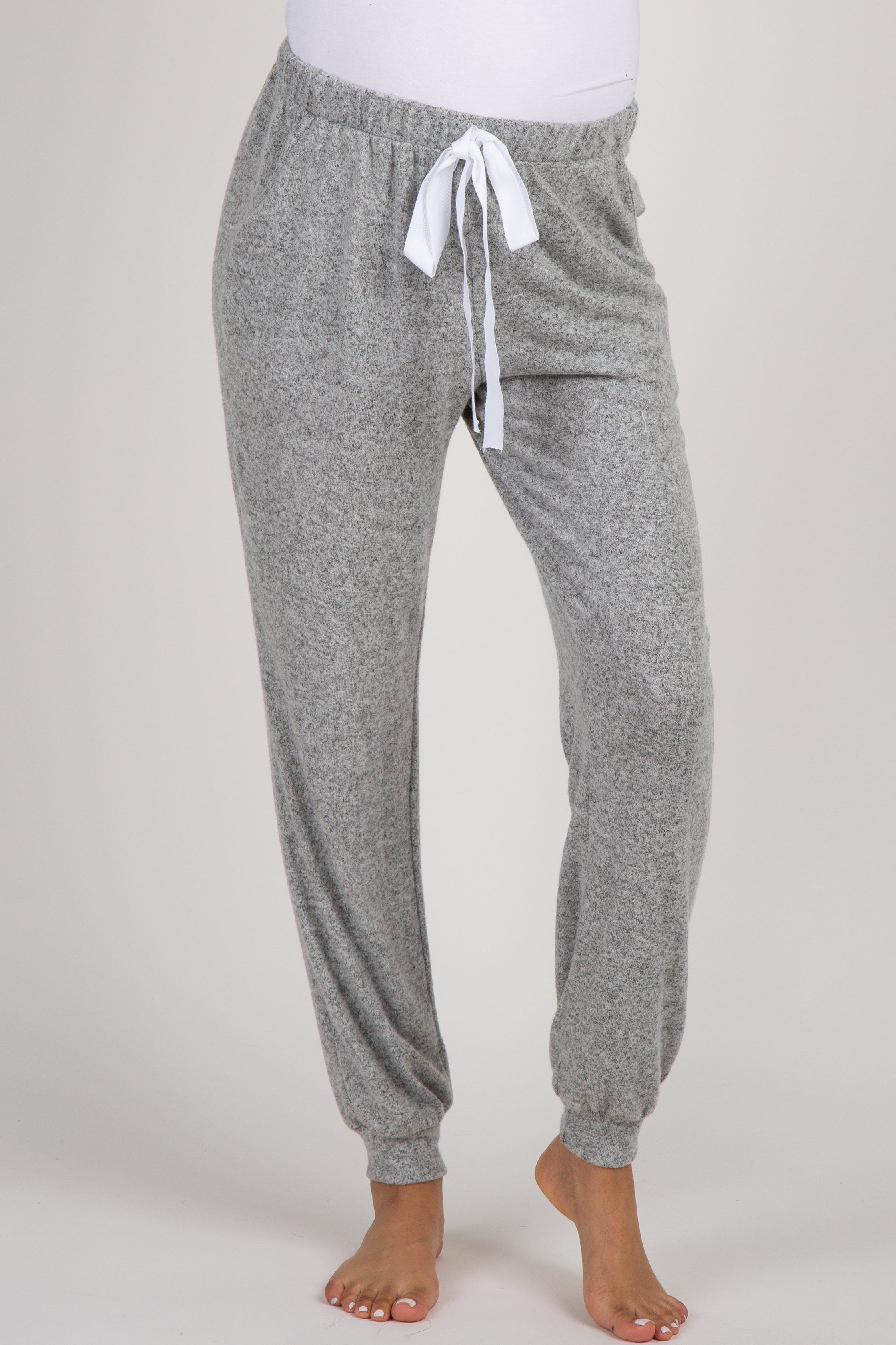 Heather Grey Drawstring Maternity Pajama Pants sold by Pinkblush product image thumbnail 4