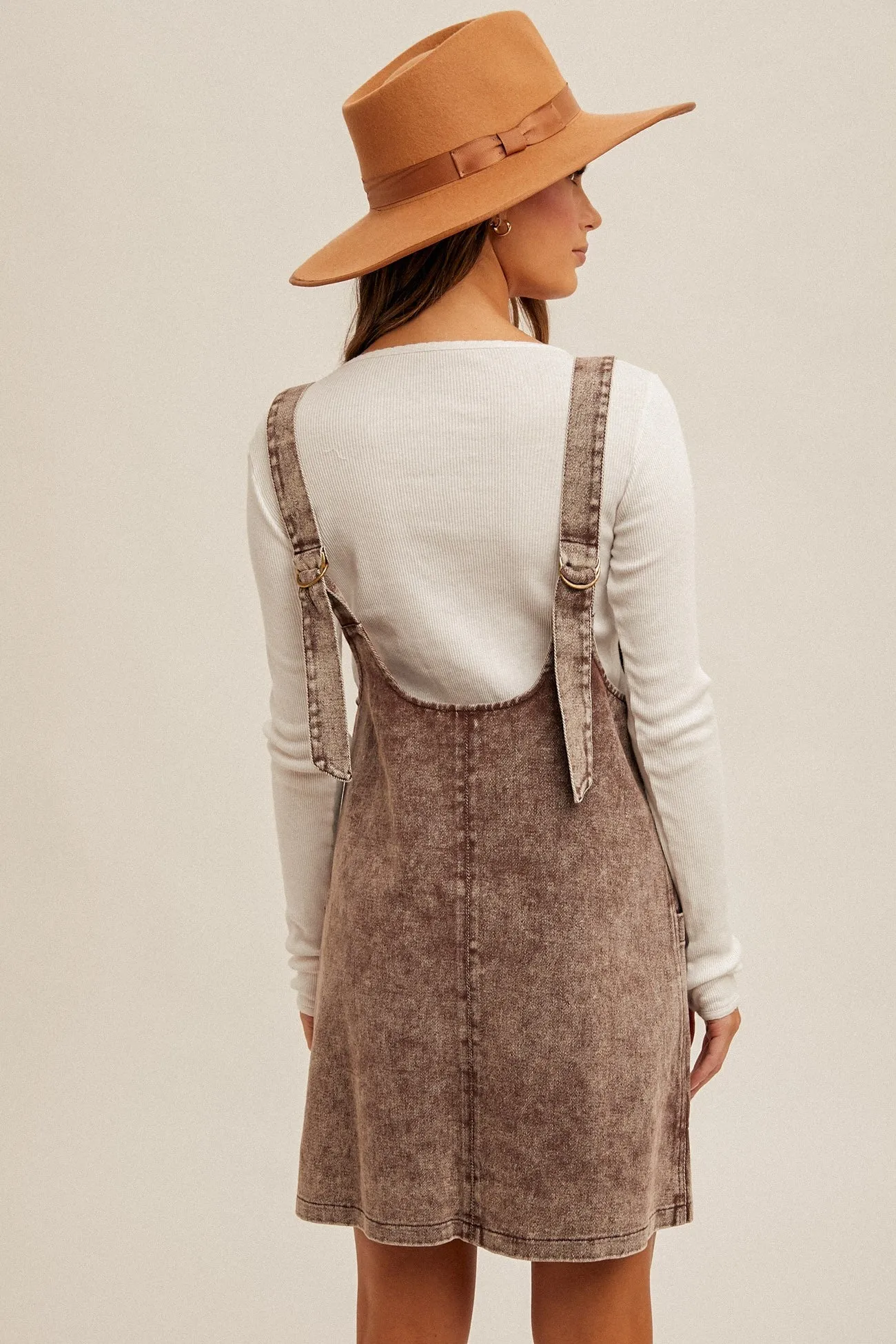 Brown Wash Twill Overall Dress sold by Pinkblush product image thumbnail 5
