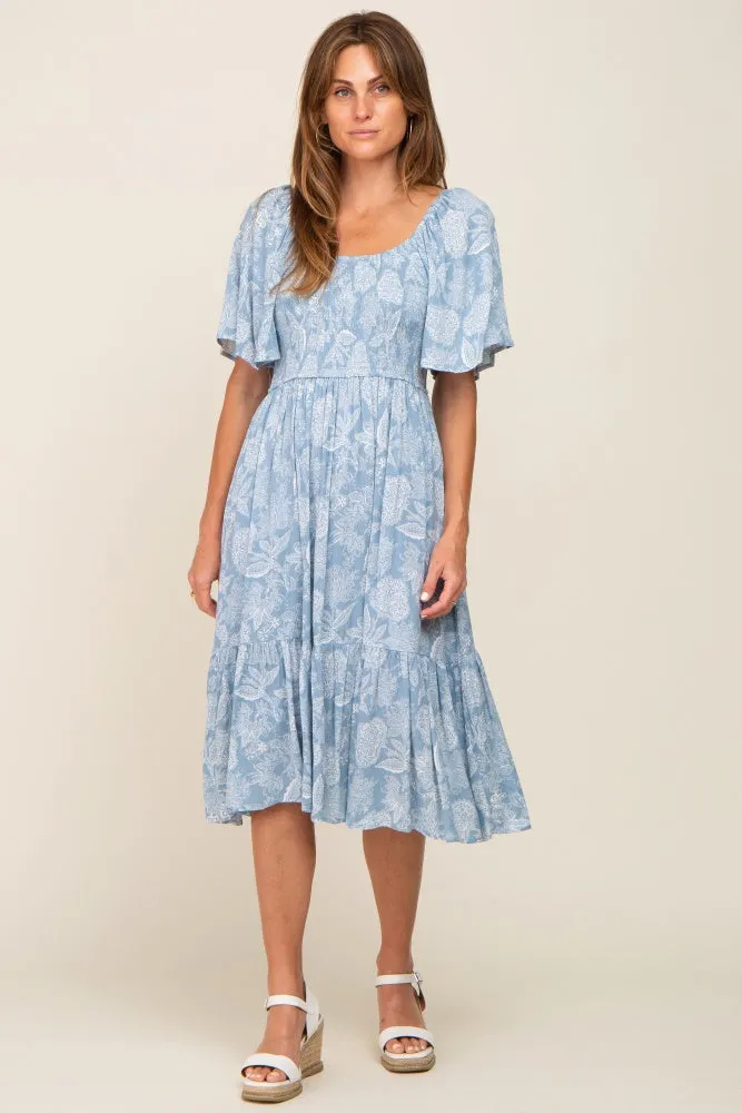 Grey Rib Knit Lace Up Back Maternity Midi Dress sold by Pinkblush