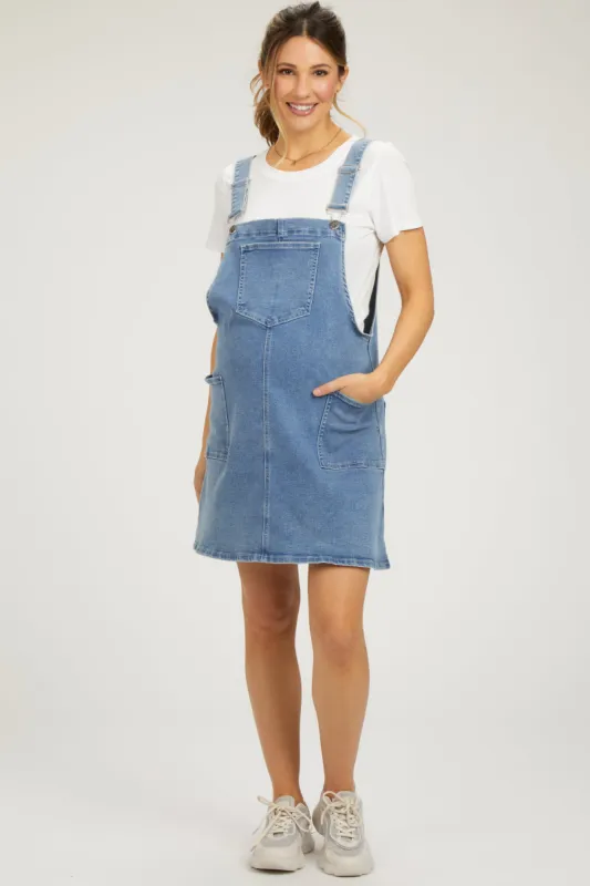 Navy Denim Maternity Overall Dress sold by Pinkblush