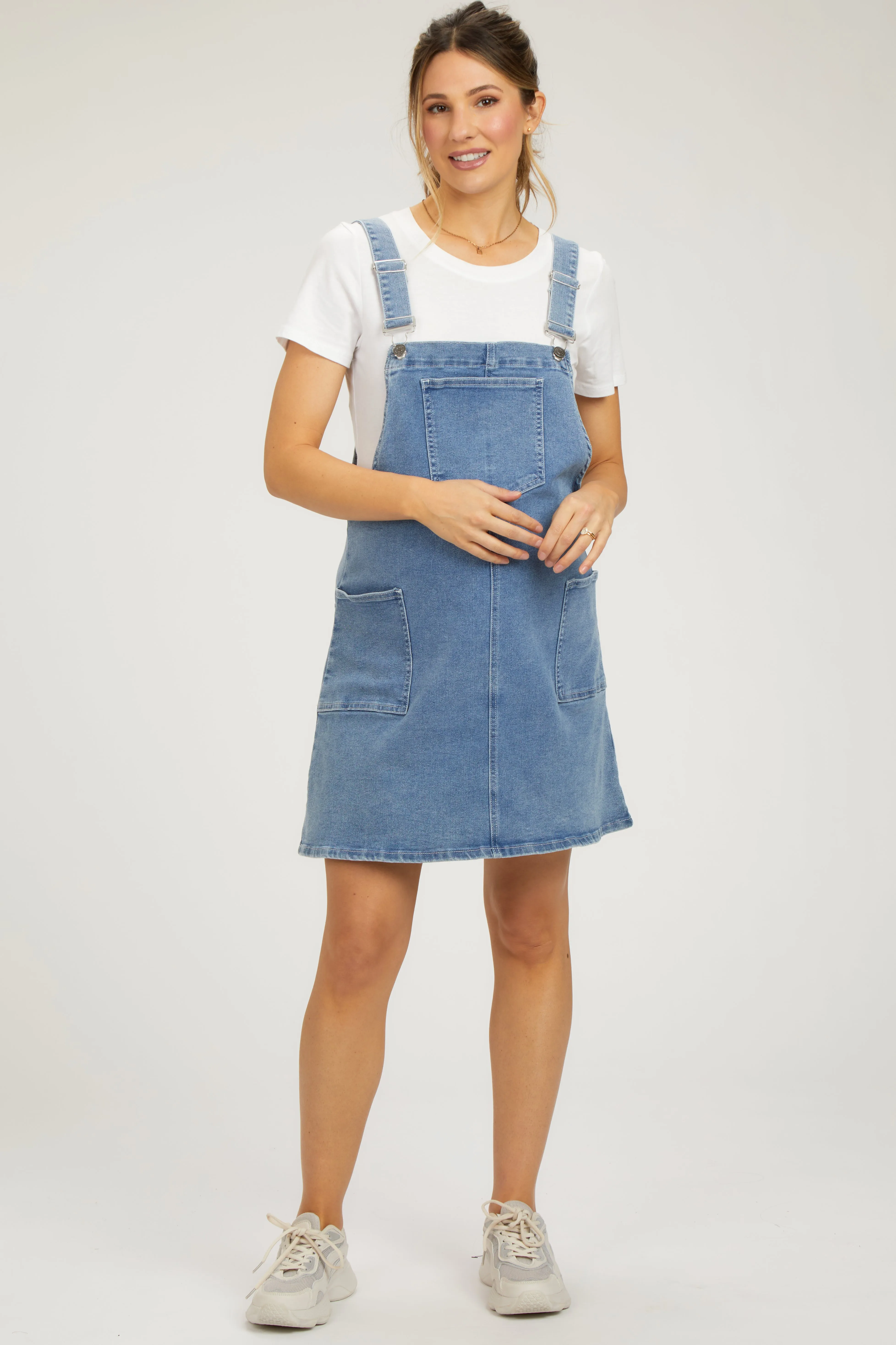 Navy Denim Maternity Overall Dress sold by Pinkblush product image thumbnail 2