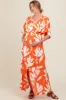 Orange Floral Double V-Neck Front Slit Maternity Maxi Dress sold by Pinkblush