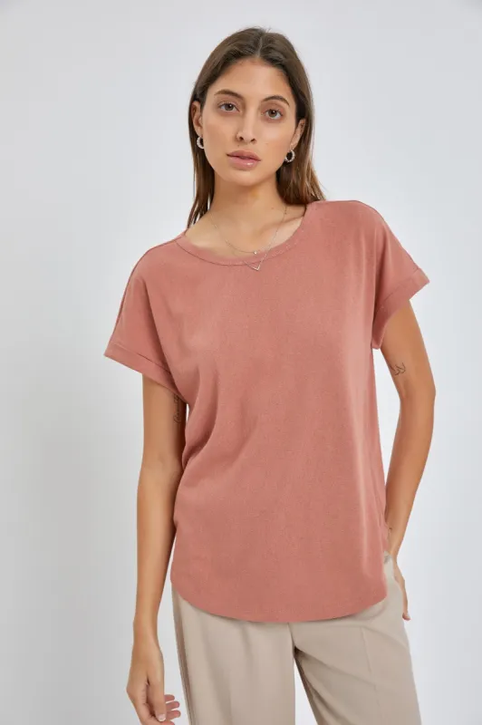 Rust Short Dolman Sleeve Top sold by Pinkblush