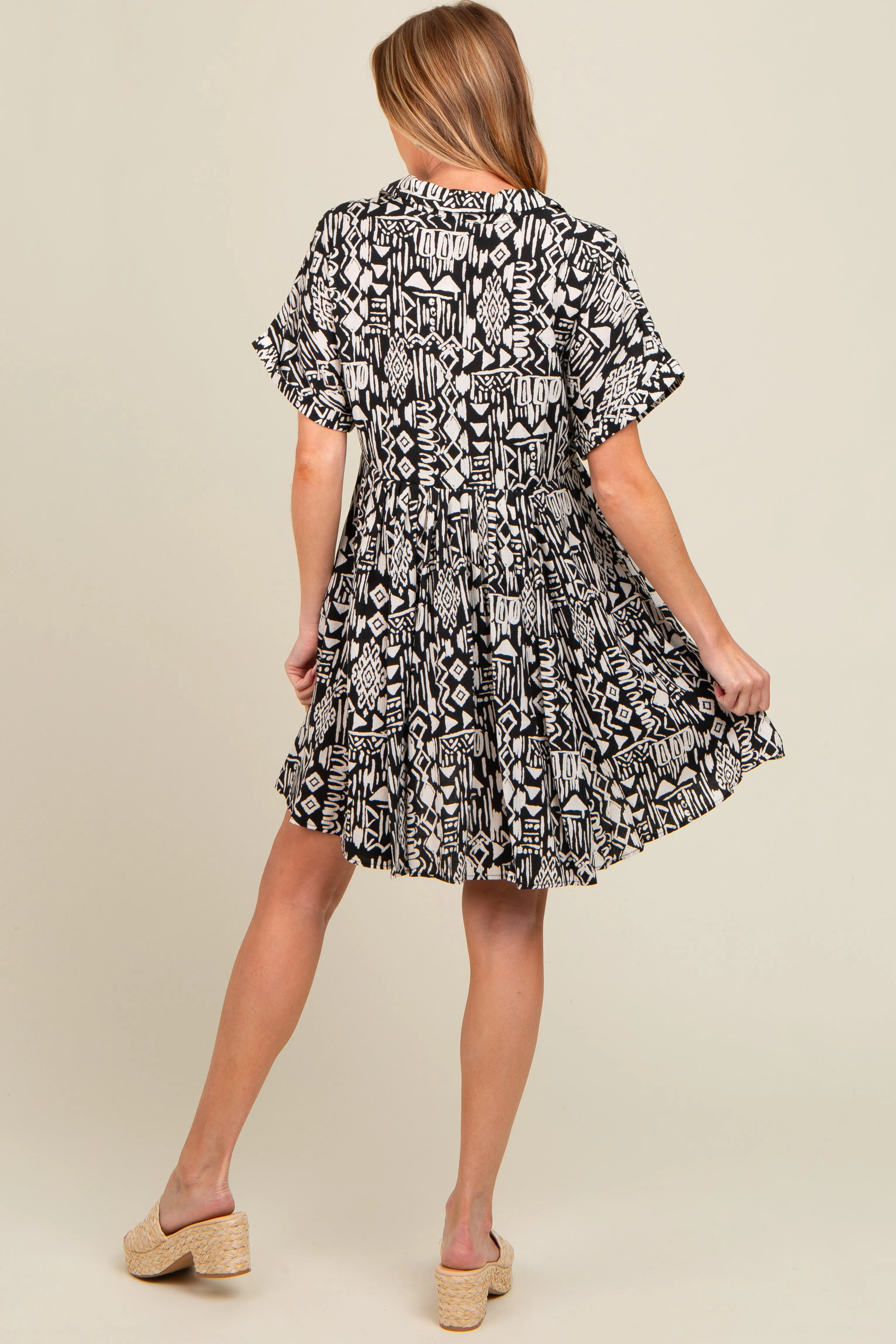 Black Printed Front Tie Maternity Dress sold by Pinkblush product image thumbnail 4