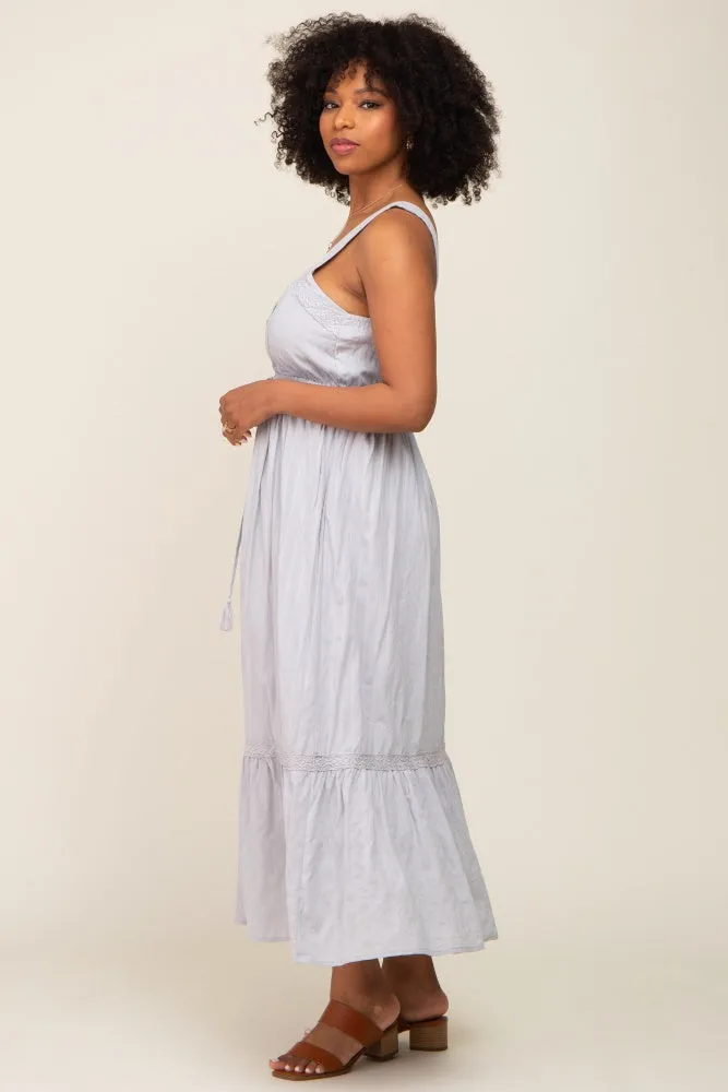 Grey Crochet Trim Button Front Midi Dress sold by Pinkblush product image thumbnail 2