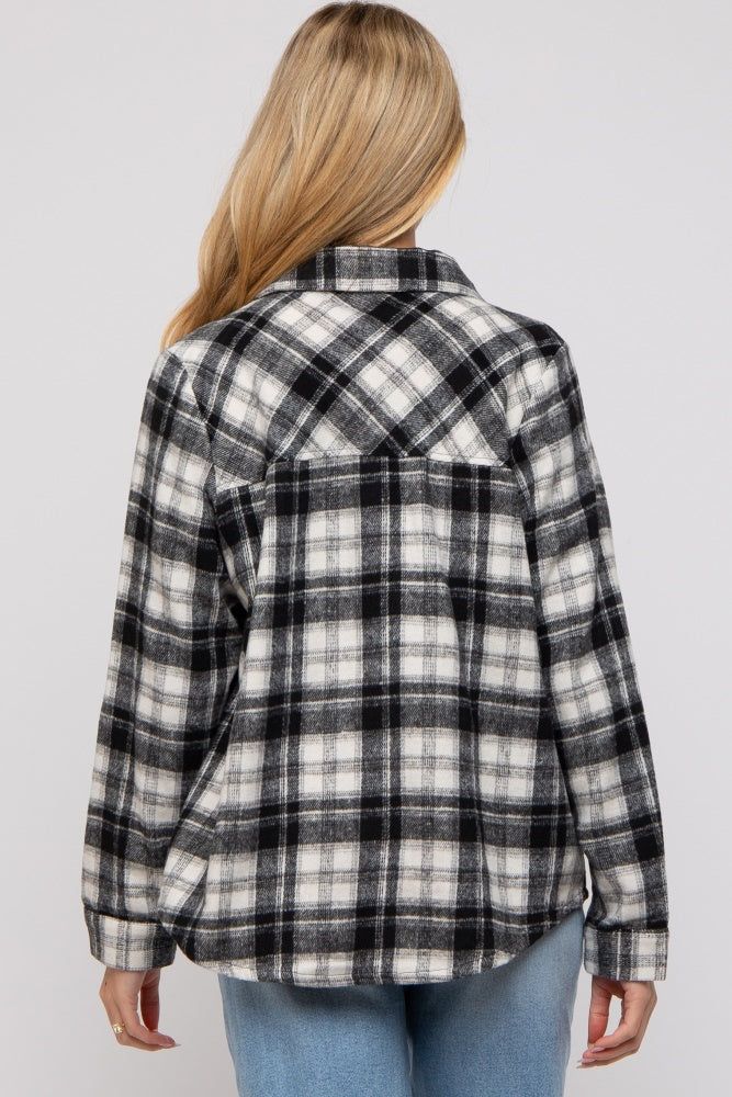 Black Plaid Button Down Maternity Flannel sold by Pinkblush product image thumbnail 4