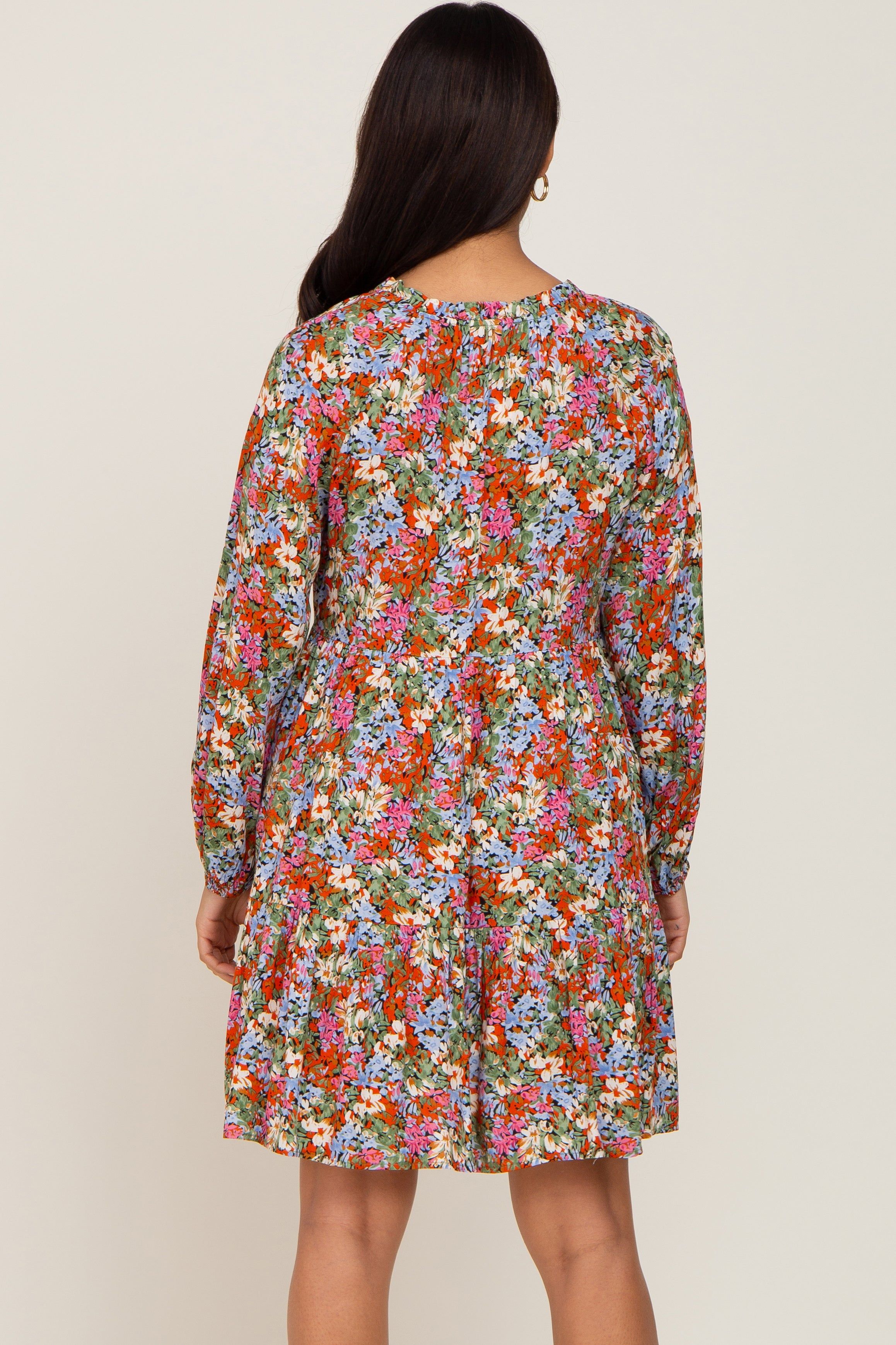 Rust Floral Tiered Maternity Dress sold by Pinkblush product image thumbnail 4