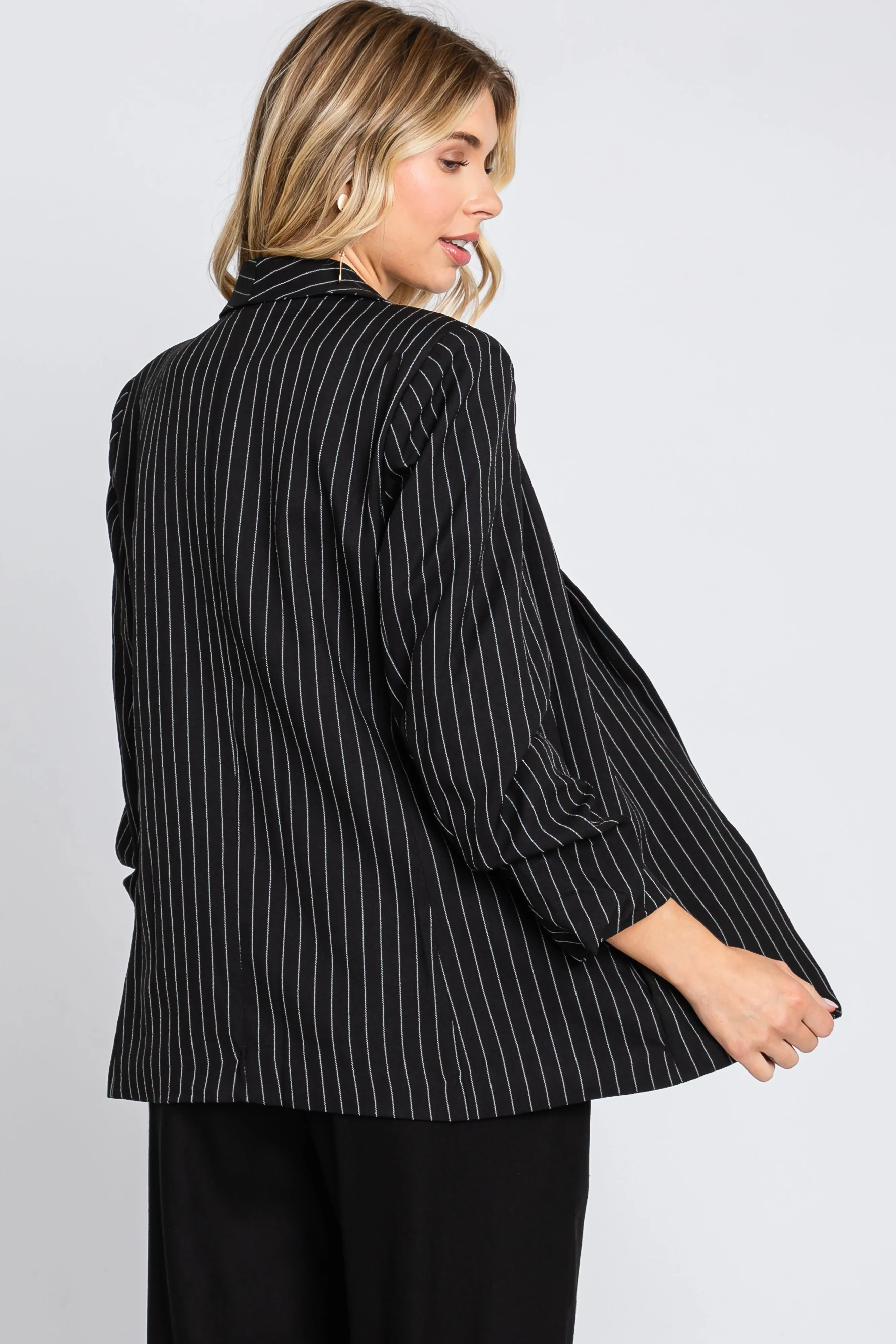 Black Pinstriped Blazer sold by Pinkblush product image thumbnail 4