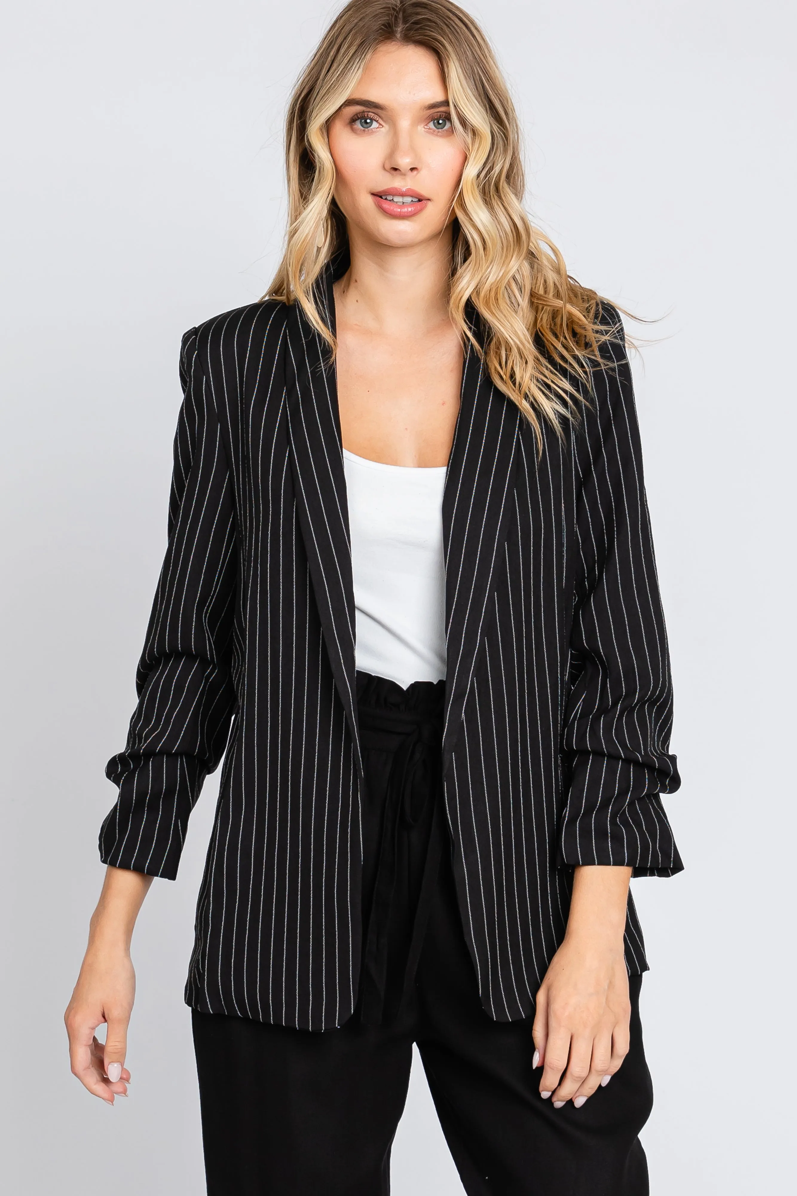 Black Pinstriped Blazer sold by Pinkblush product image thumbnail 5