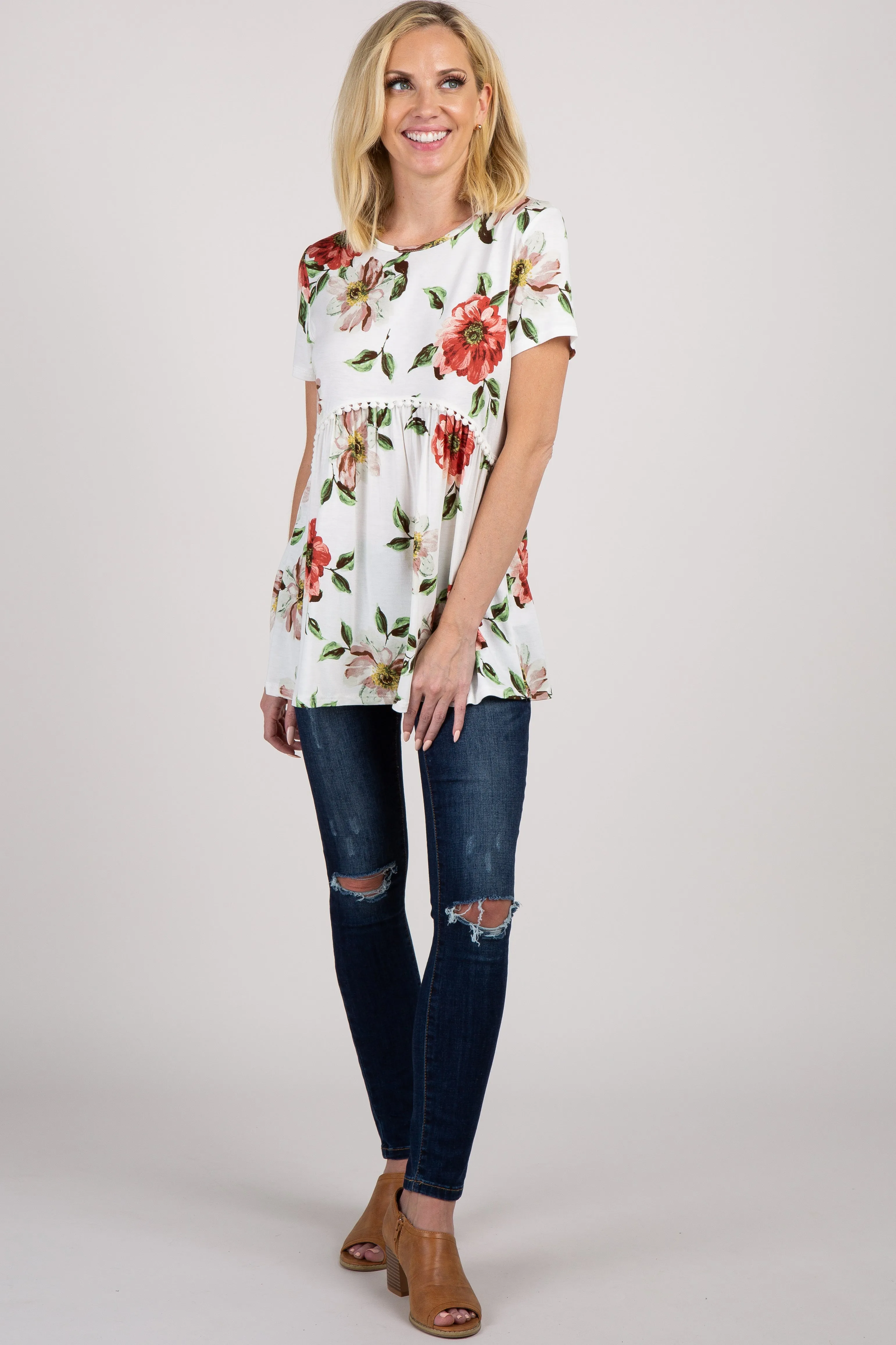 PinkBlush White Floral Crochet Peplum Top sold by Pinkblush product image thumbnail 4