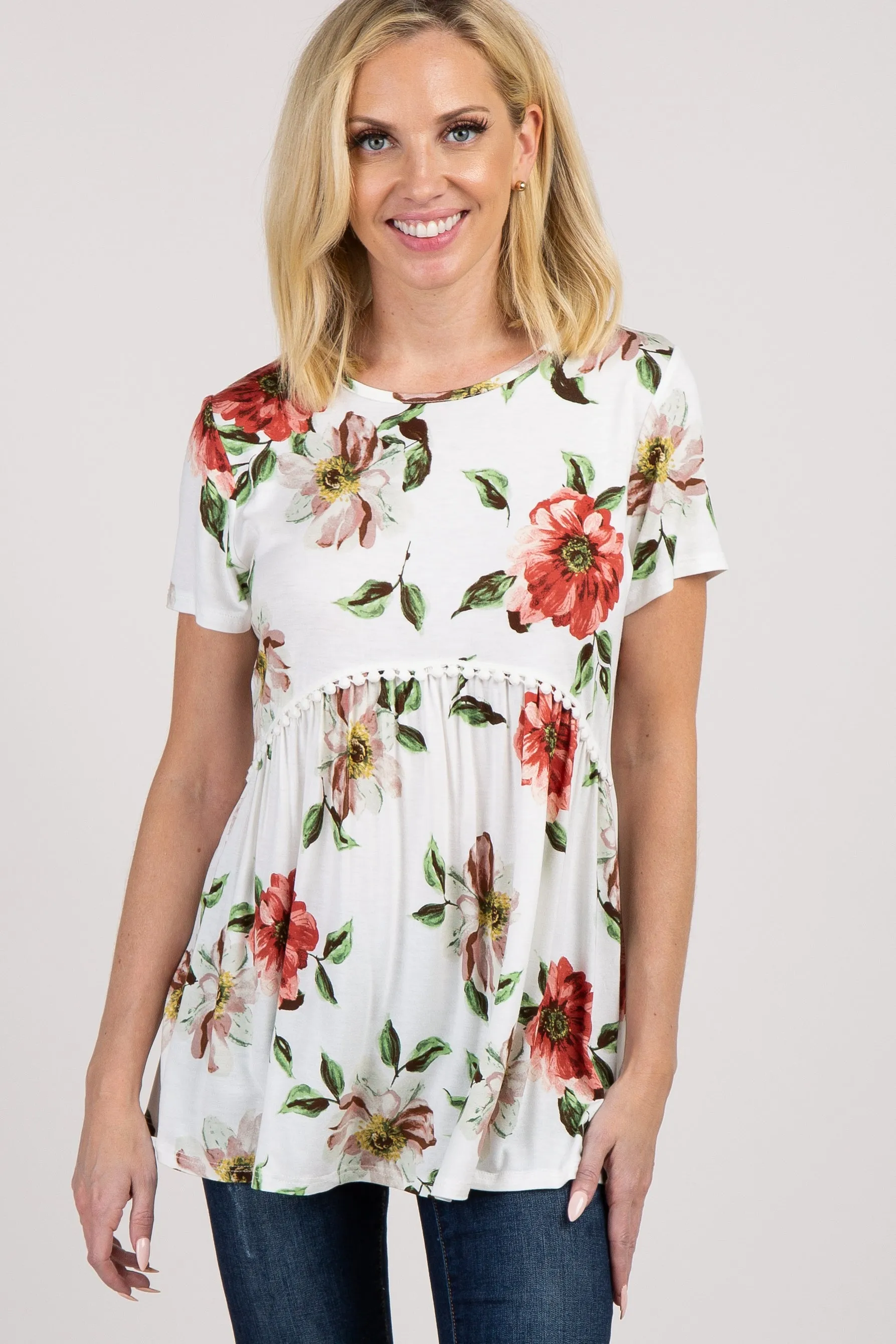 PinkBlush White Floral Crochet Peplum Top sold by Pinkblush