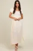 Cream Smocked Puff Sleeve Maxi Dress sold by Pinkblush