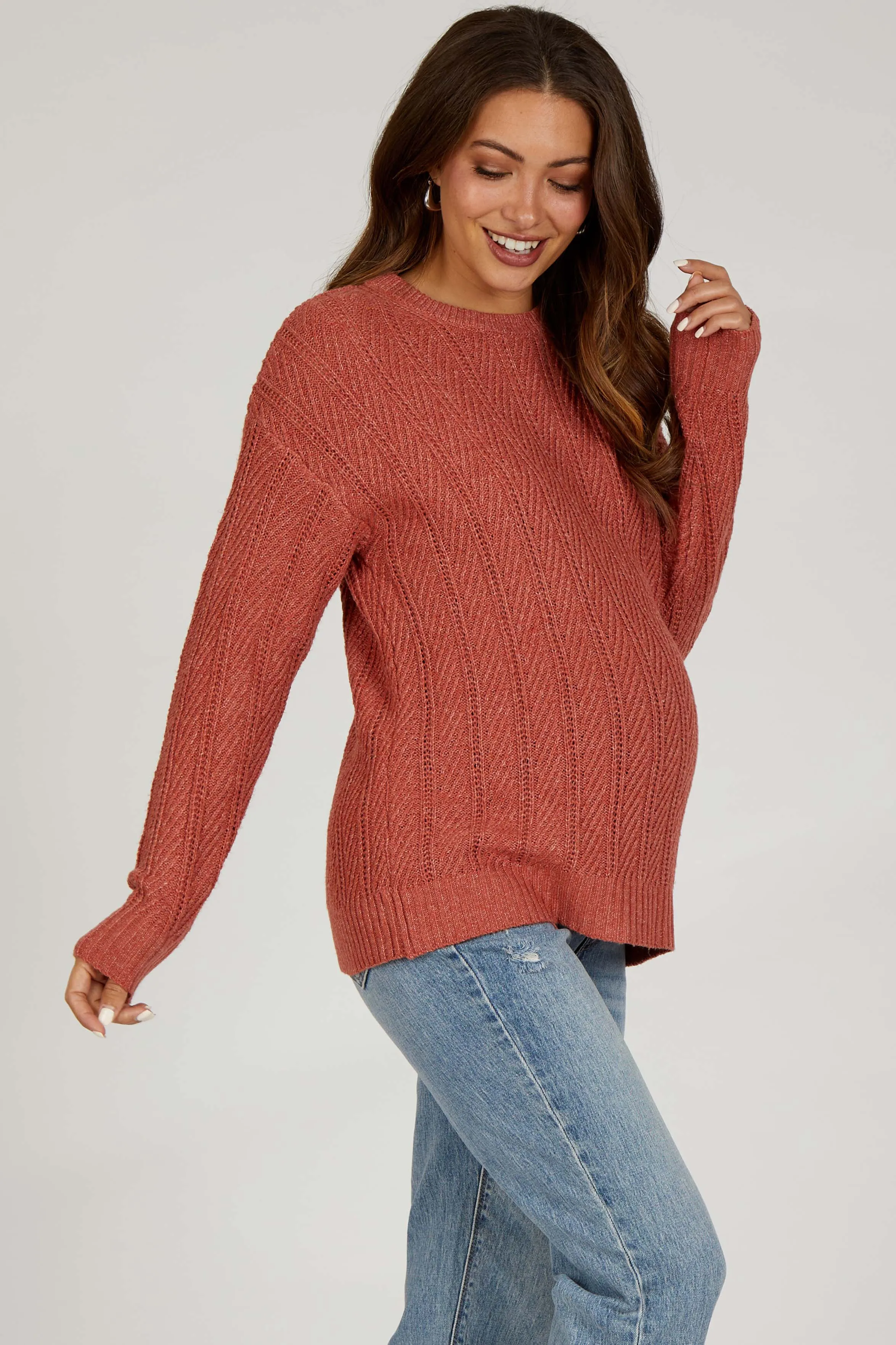 Rust Pattern Knit Maternity Sweater sold by Pinkblush product image thumbnail 2