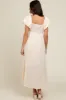 Cream Smocked Puff Sleeve Maxi Dress sold by Pinkblush