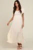 Cream Smocked Puff Sleeve Maxi Dress sold by Pinkblush