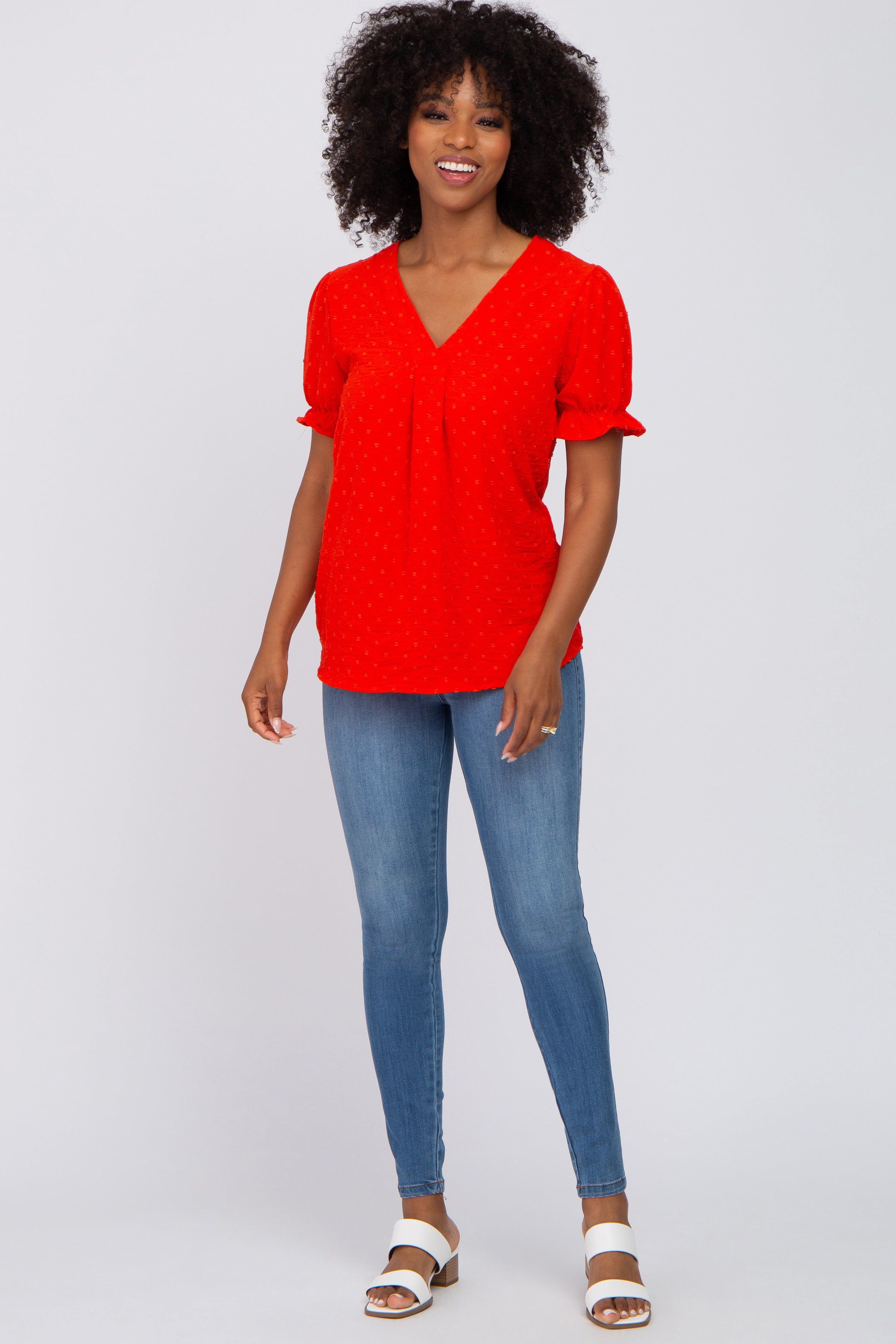 Red Swiss Dot Blouse sold by Pinkblush product image thumbnail 4