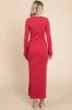 Red Ribbed Side Slit Maxi Dress sold by Pinkblush