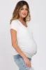 White Basic Short Sleeve Maternity Fitted Top sold by Pinkblush