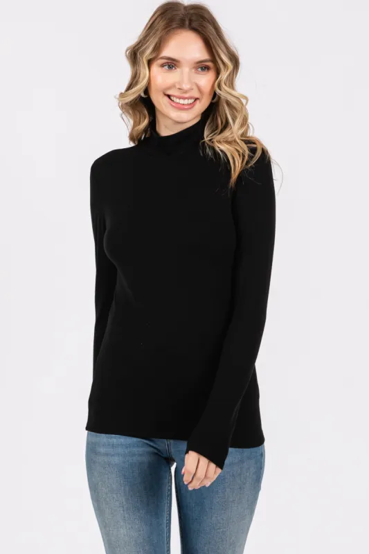 Black Soft Turtle Neck Top sold by Pinkblush