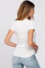 White Basic Short Sleeve Maternity Fitted Top sold by Pinkblush