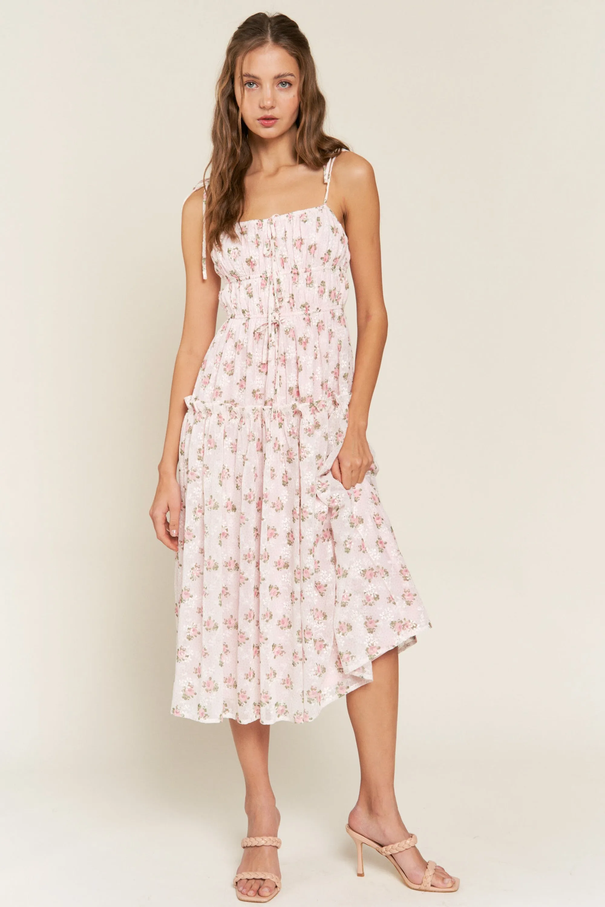 Pink Tie Strap Midi Dress sold by Pinkblush