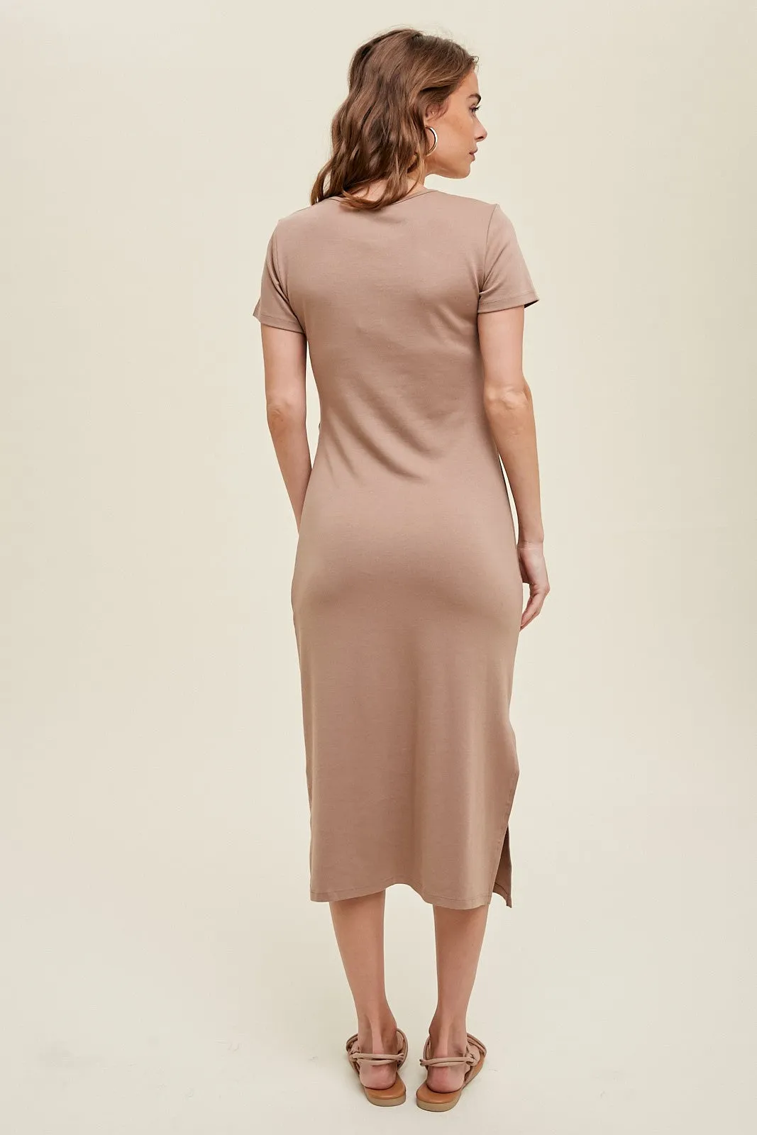 Mocha Side Tie Midi Dress sold by Pinkblush product image thumbnail 2