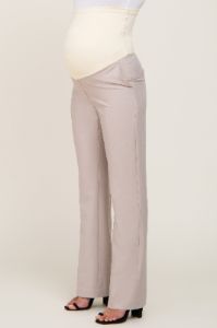 Beige Wide Leg Maternity Dress Pants sold by Pinkblush