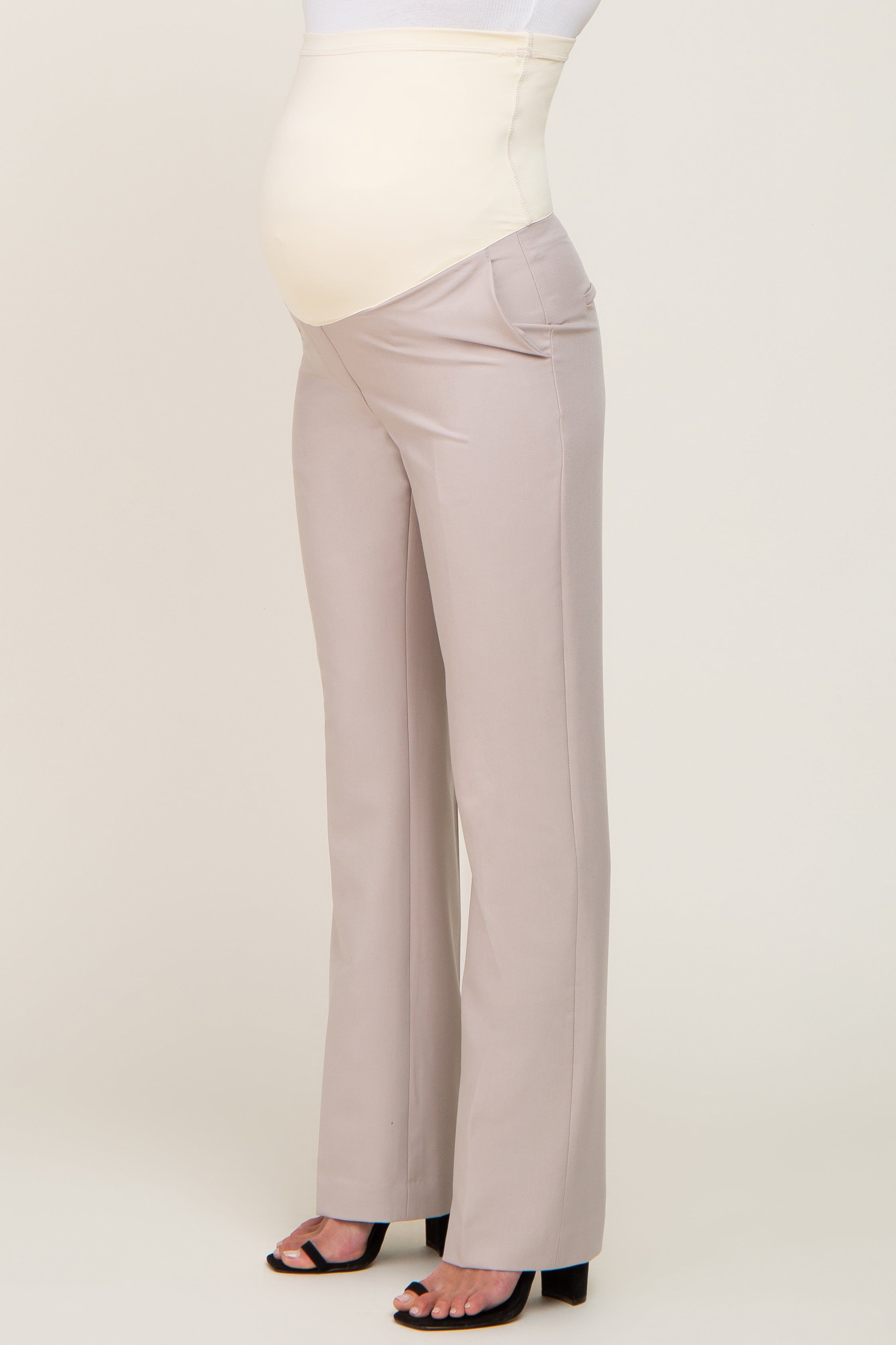 Beige Wide Leg Maternity Dress Pants sold by Pinkblush product image thumbnail 3