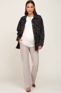 Beige Wide Leg Maternity Dress Pants sold by Pinkblush