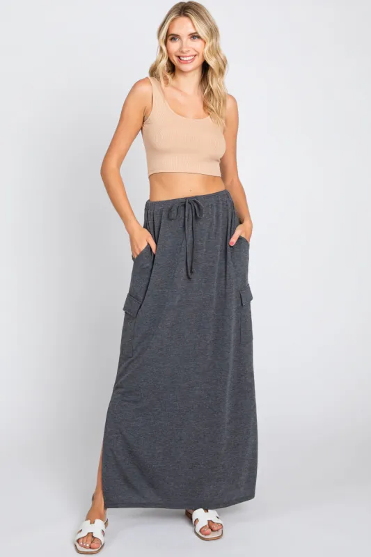 Charcoal Cargo Maxi Skirt sold by Pinkblush