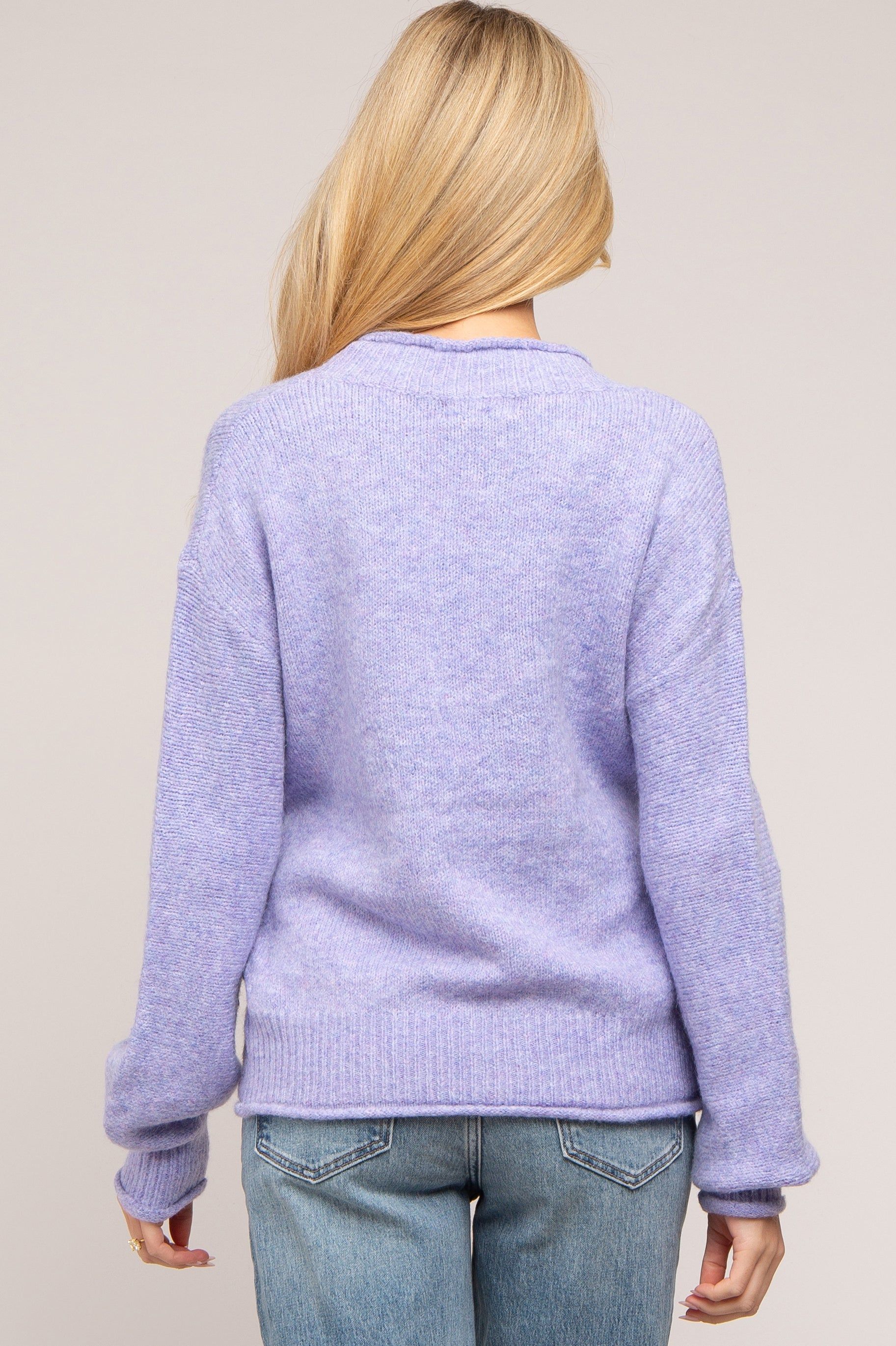 Lavender Soft Knit Rolled Hem Maternity Sweater sold by Pinkblush product image thumbnail 4