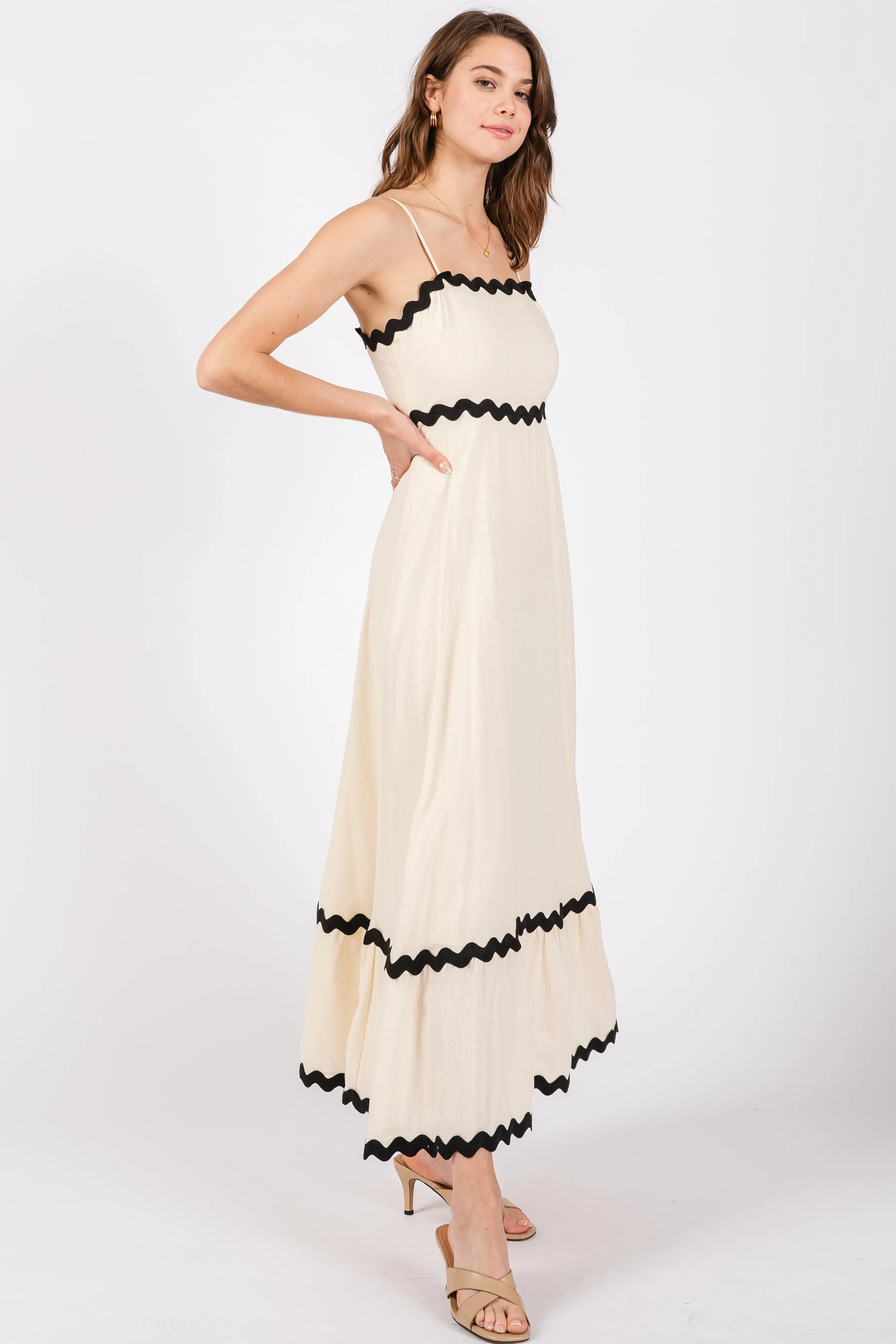 Beige Colorblock Trim Midi Dress sold by Pinkblush product image thumbnail 2
