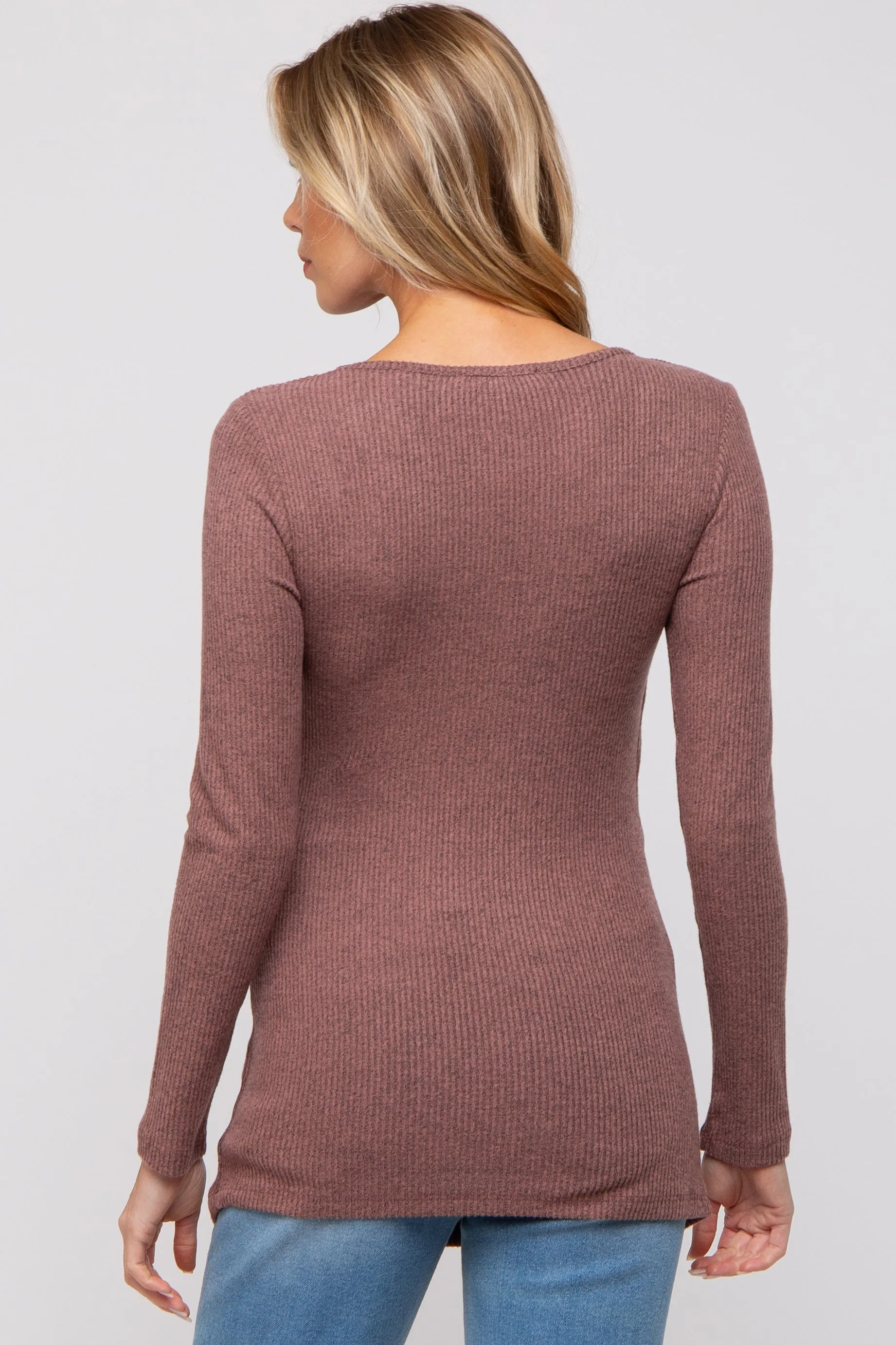 Mauve Ribbed Crossover Maternity/Nursing Top sold by Pinkblush product image thumbnail 2