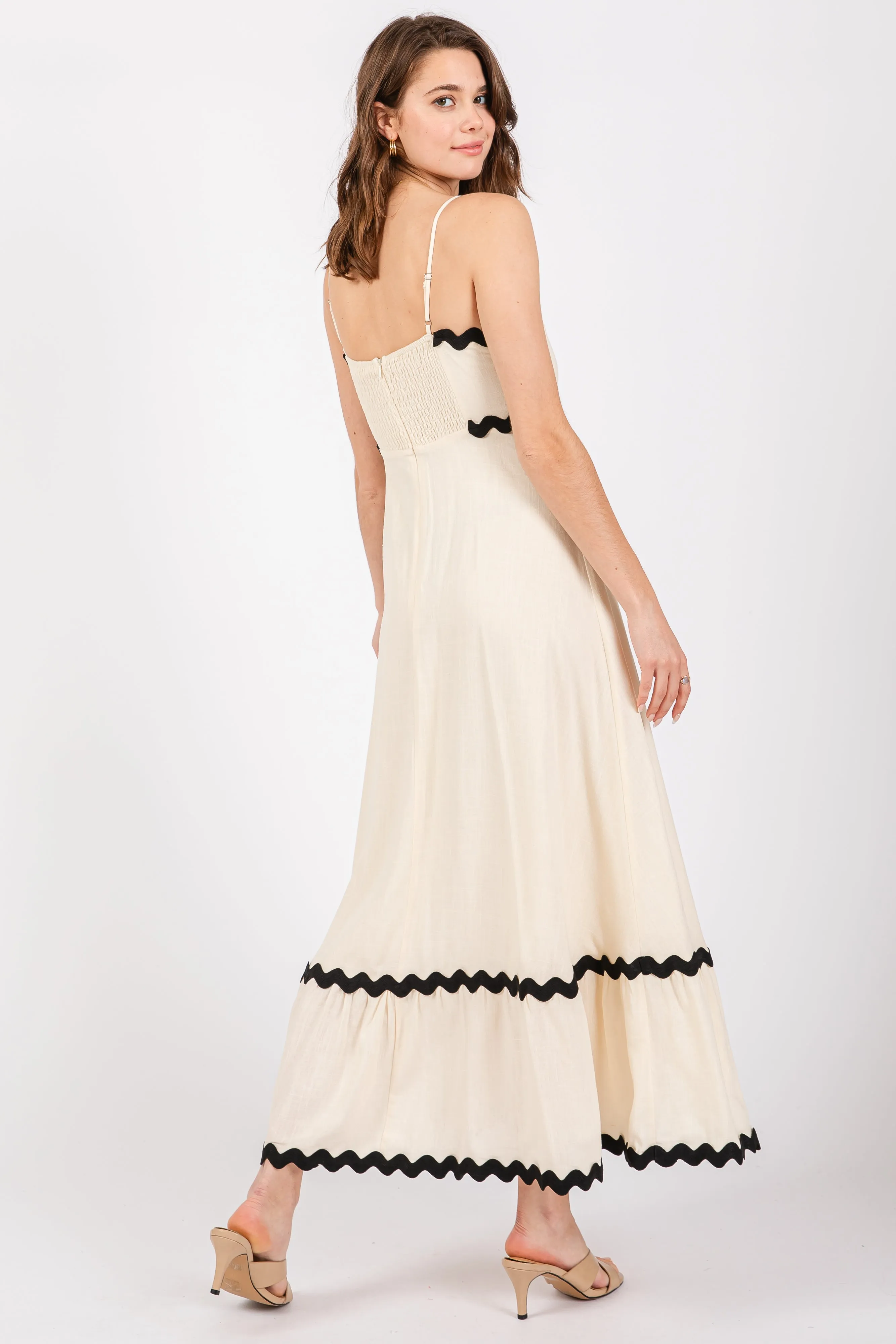 Beige Colorblock Trim Midi Dress sold by Pinkblush product image thumbnail 3