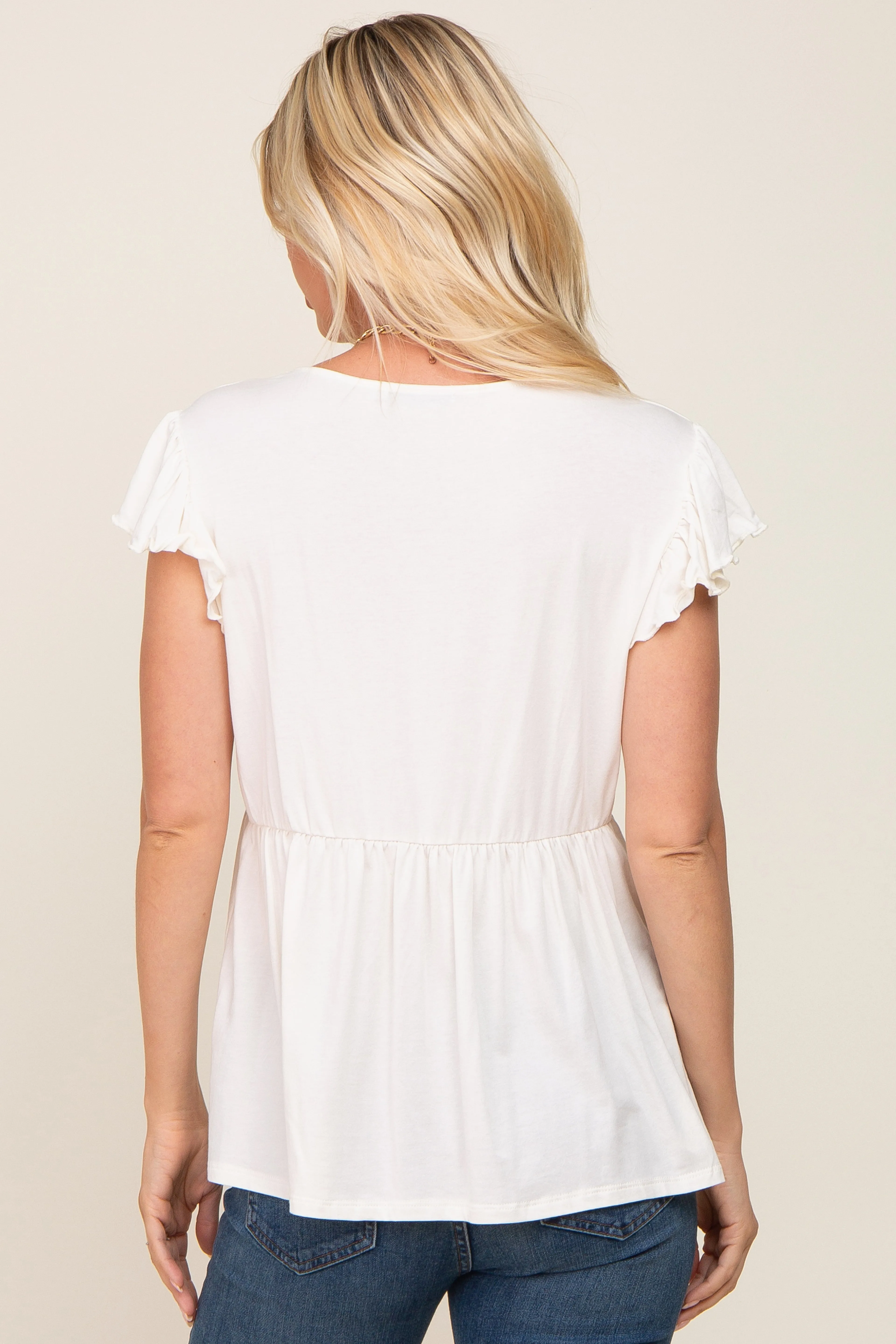 White Flutter Sleeve V-Neck Top sold by Pinkblush product image thumbnail 3