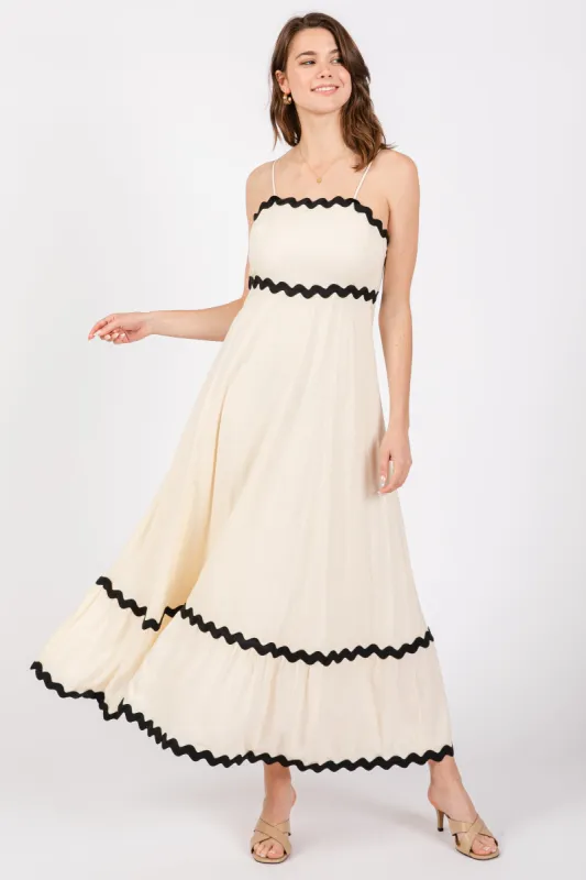 Beige Colorblock Trim Midi Dress sold by Pinkblush